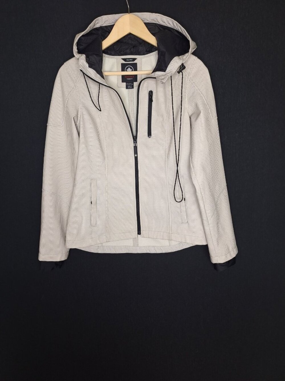 💙 Halifax Traders White Black Hooded Softshell Jacket Size S Full Zip Outdoors
